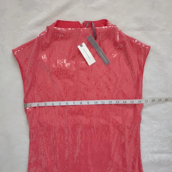 New🆕 Anthropologie Sequins Cowl High Neck Red Dress Maya Shine Sparkle Cocktail